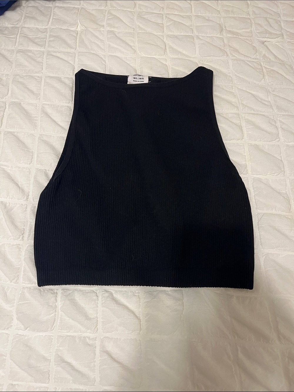 Cotton On Black Ribbed Crop Tank